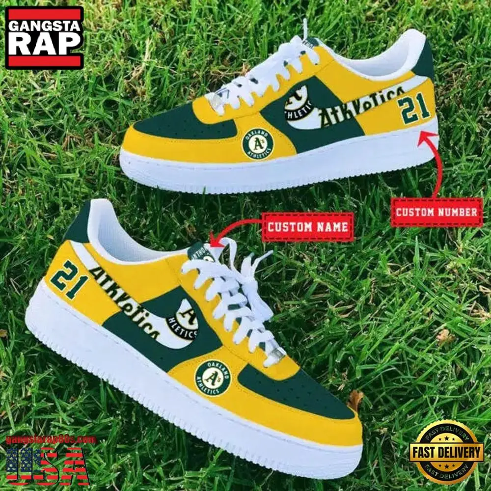 MLB Oakland Athletics Custom Name Number New Design Air Force 1 Shoes Sneaker