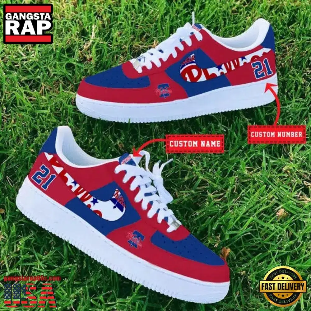 MLB Philadelphia Phillies Custom Name Number New Design Air Force 1 Shoes Sneaker