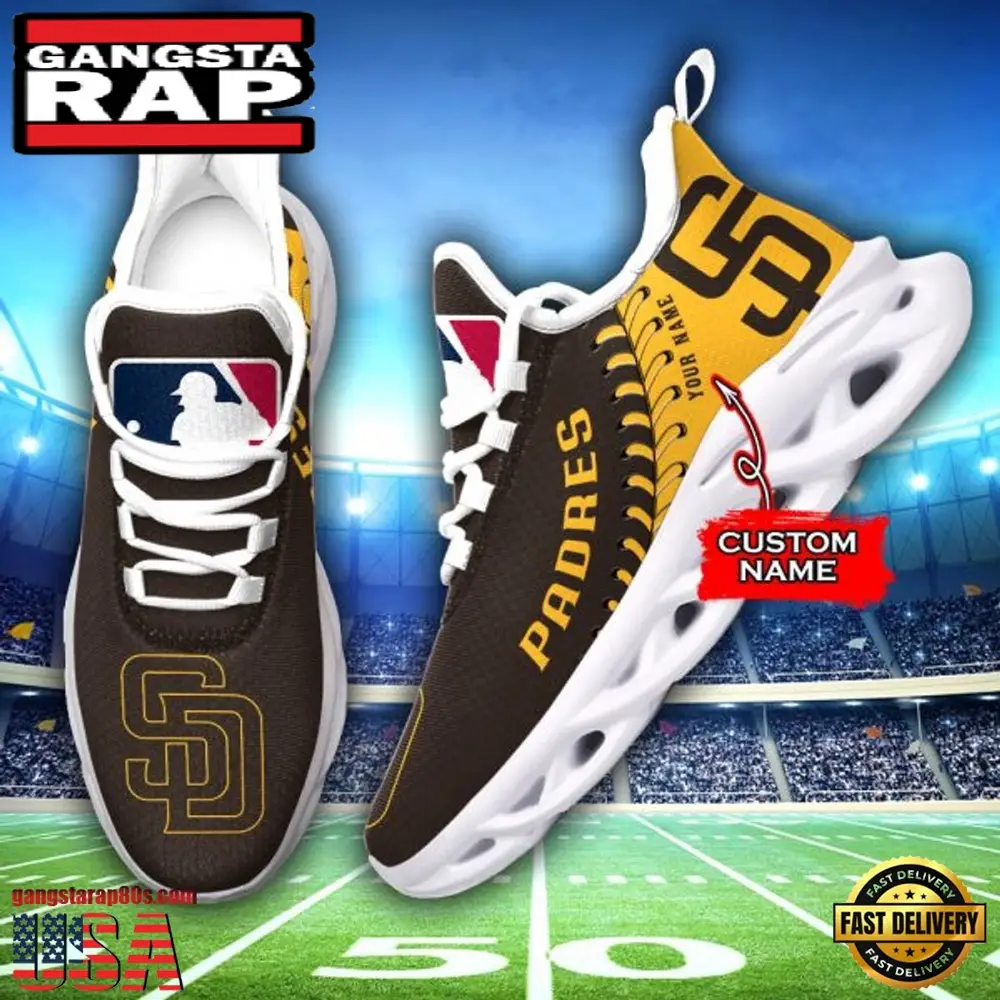 MLB San Diego Padres Unique Design Custom Name Max Soul Shoes Running Sneakers