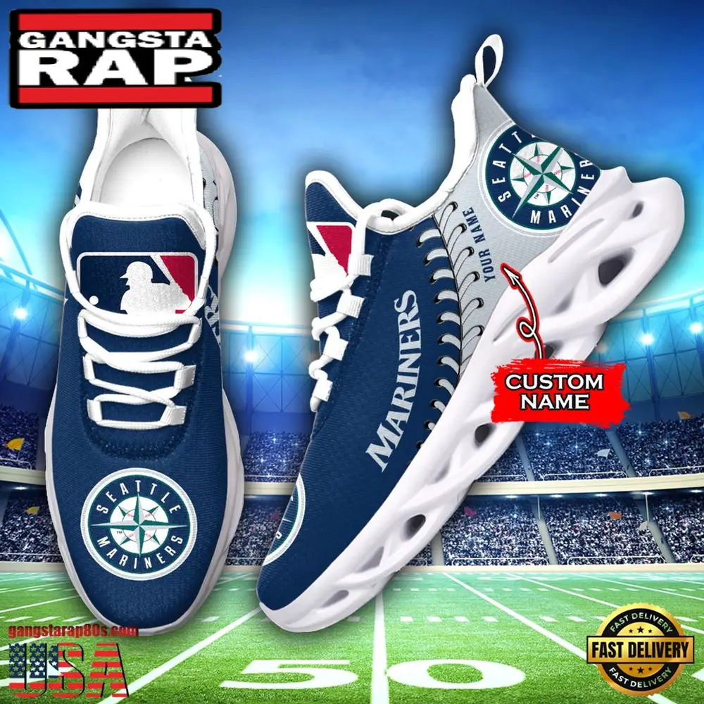 MLB Seattle Mariners Unique Design Custom Name Max Soul Shoes Running Sneakers