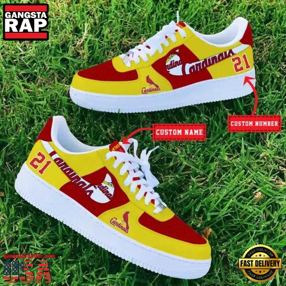 MLB St Louis Cardinals Custom Name Number New Design Air Force 1 Shoes Sneaker MLB St Louis Cardinals Custom Name Number New Design Air Force 1 Shoes Sneaker - Image 1