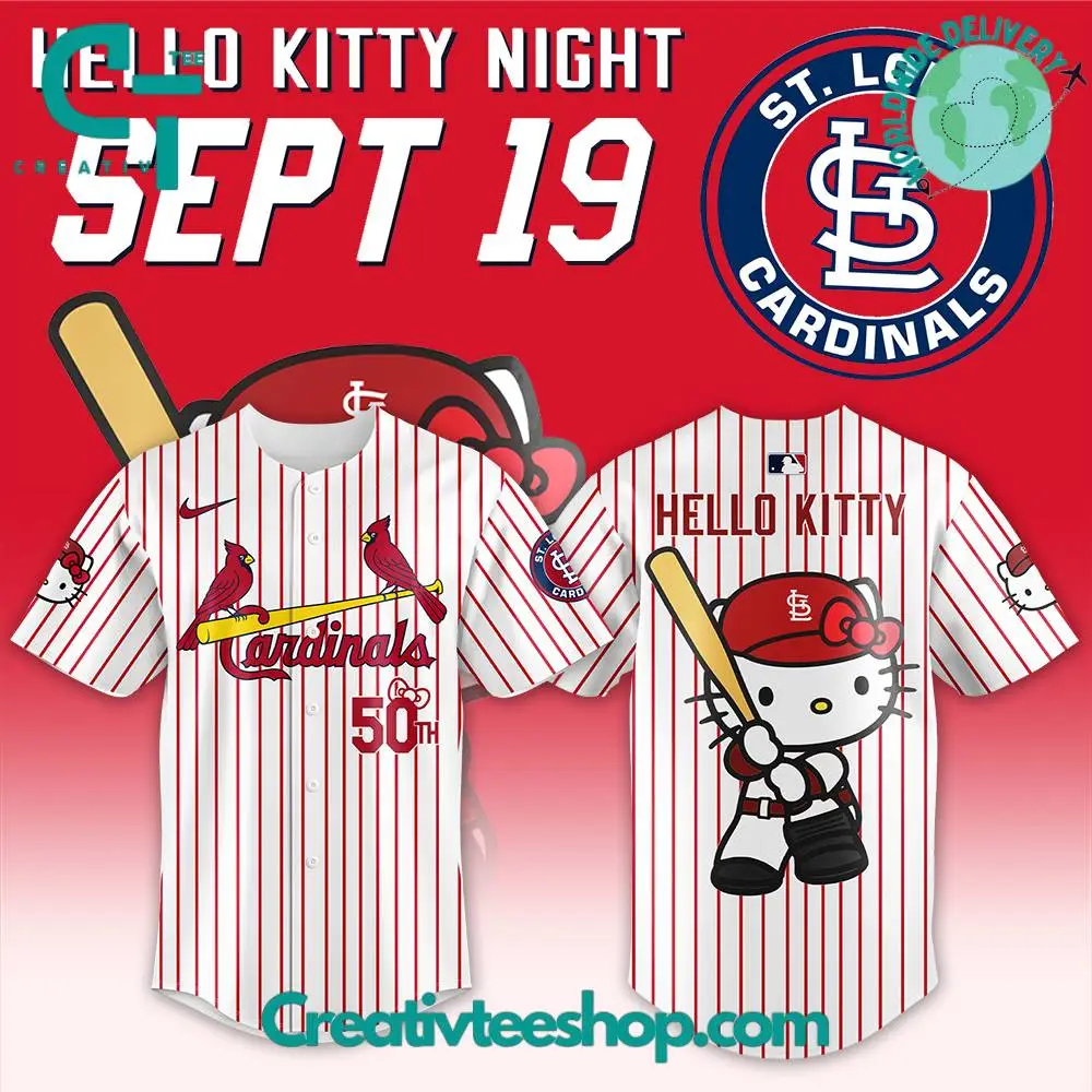 Mlb St. Louis Cardinals Hello Kitty Night White Stripes Jersey
