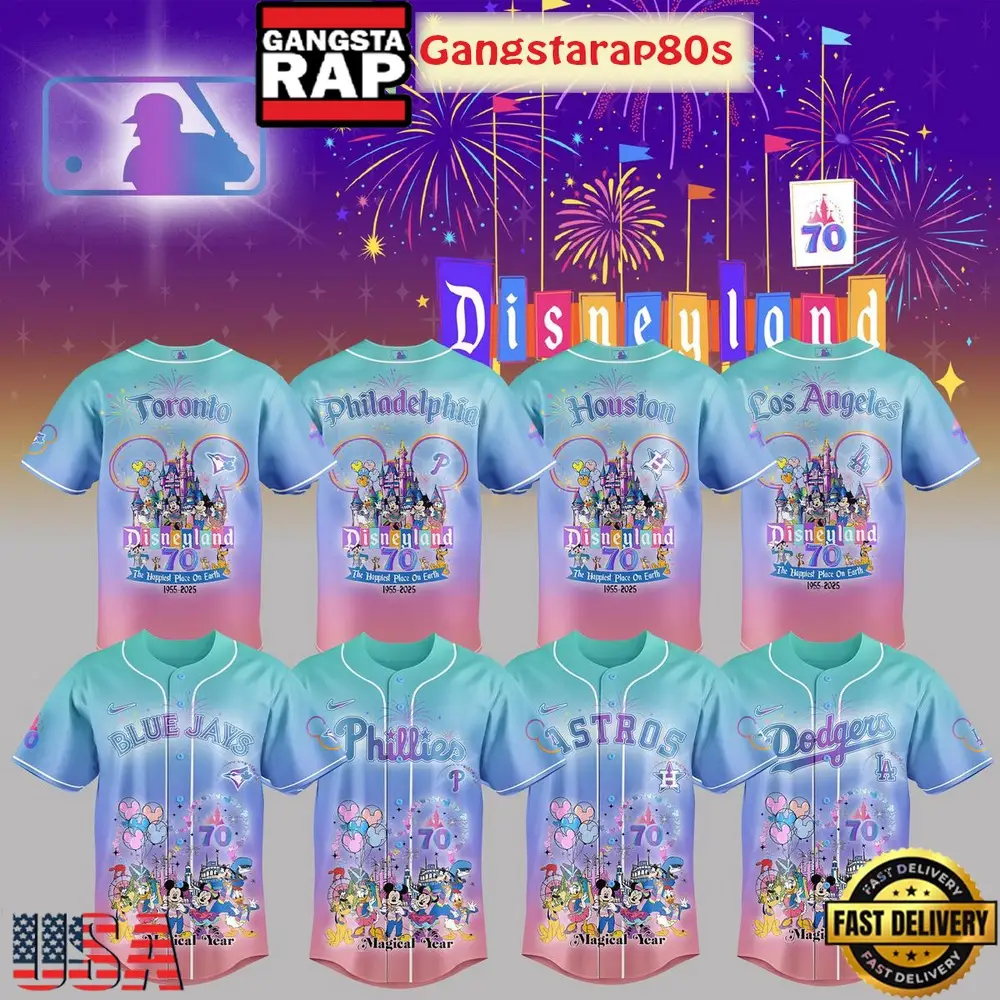 MLB Team Mix Disneyland 70th Anniversary Special Baseball Jersey Shirt MLB Team Mix Disneyland 70th Anniversary Special Baseball Jersey Shirt - Image 1