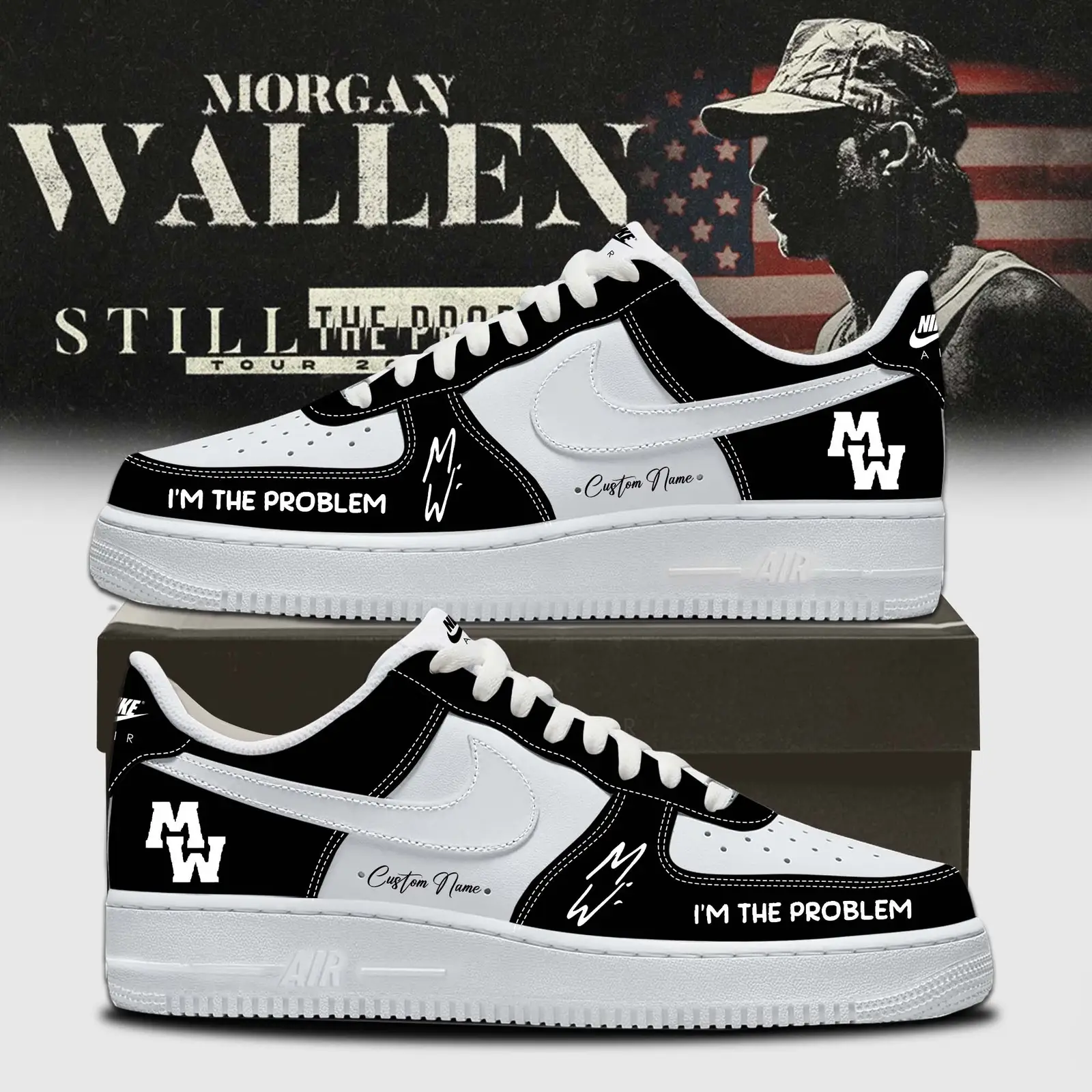 Morgan Wallen Still The Problem Tour Merch Morgan Wallen Air Force 1 Shoes Fan Gift Idea
