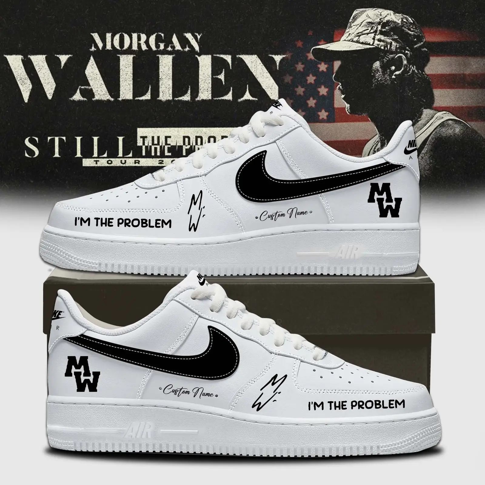 Morgan Wallen Still The Problem Tour Merch Morgan Wallen Air Force 1 Shoes Father's Day Presents