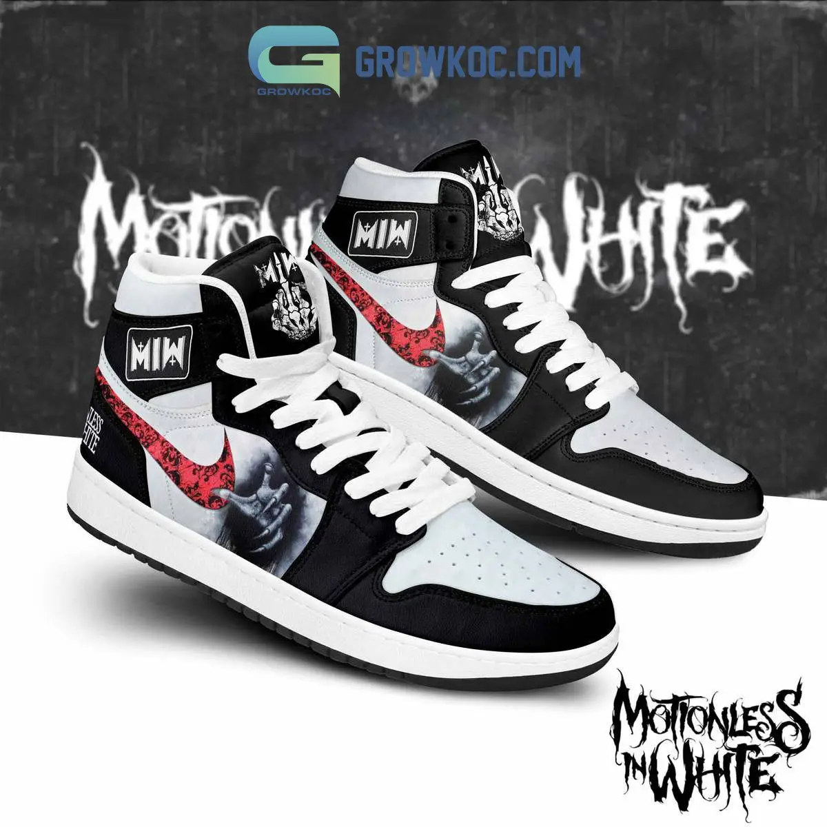 Motionless In White Fan Air Jordan 1 Shoes White Design Motionless In White Fan Air Jordan 1 Shoes White Design - Image 1
