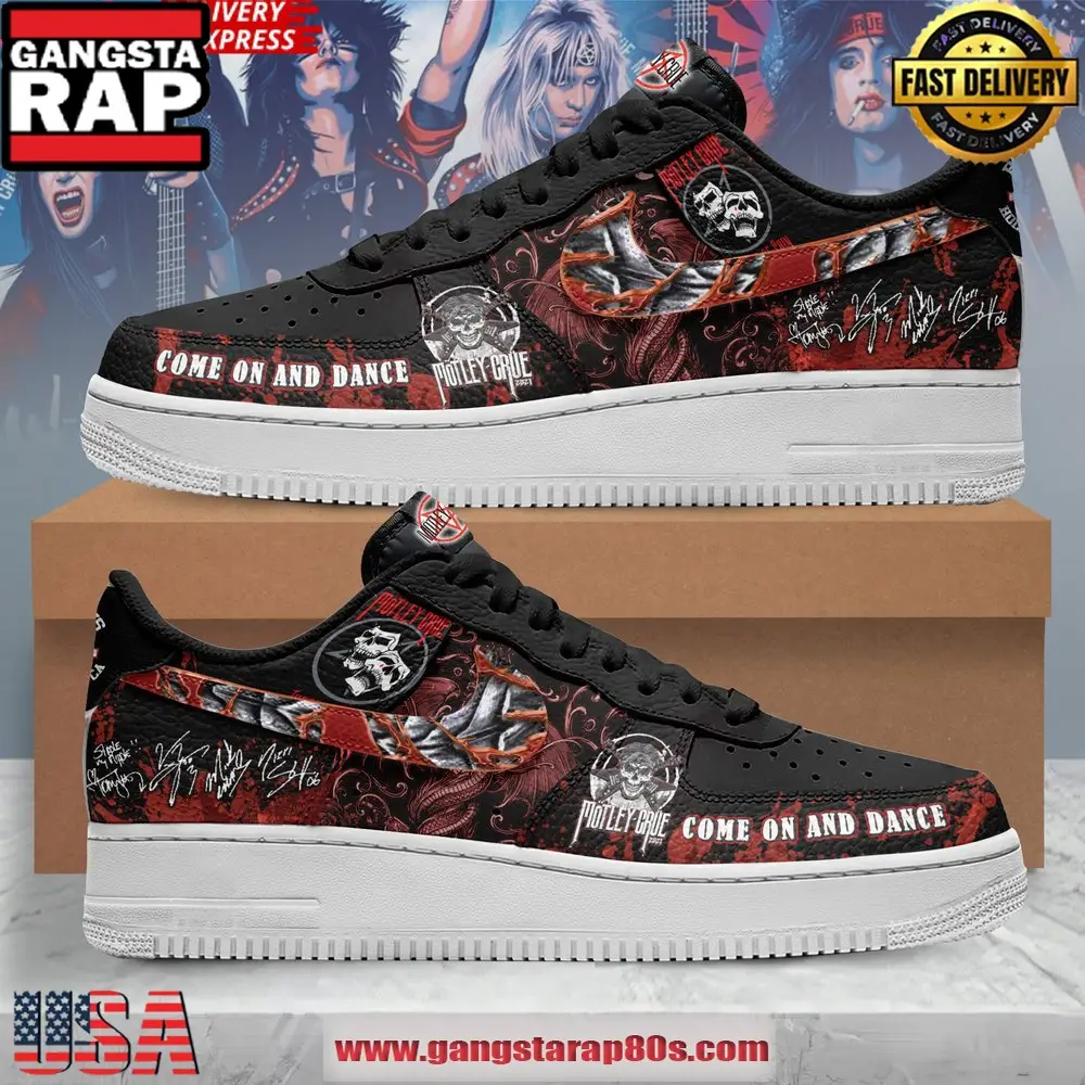 M?tley Cr?e Come On And Dance Limited Air Force 1 Sneakers Shoes