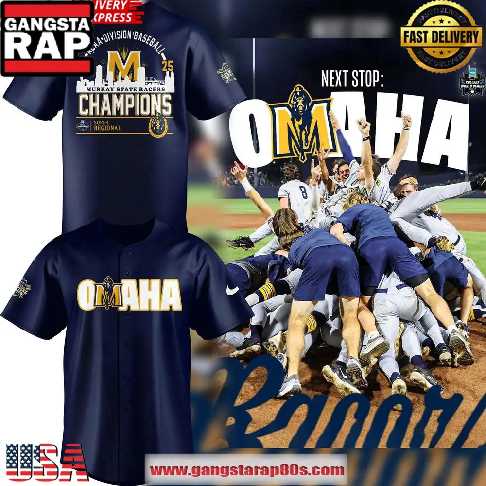 Murray State Racers 2025 Super Regional Champions Navy Baseball Jersey Shirt