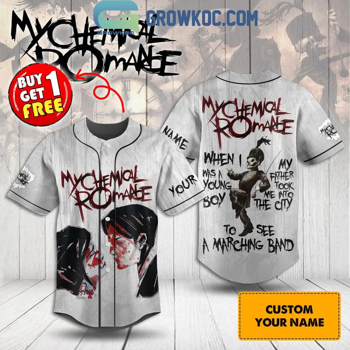 My Chemical Romance I See A Marching Band Personalized Baseball Jersey