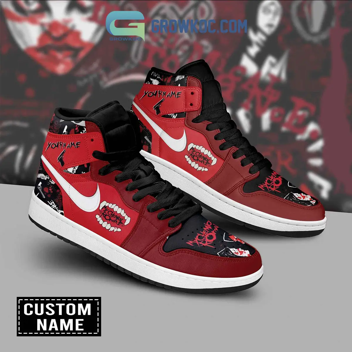 My Chemical Romance Personalized Black Design Air Jordan 1 Shoes My Chemical Romance Personalized Black Design Air Jordan 1 Shoes - Image 1