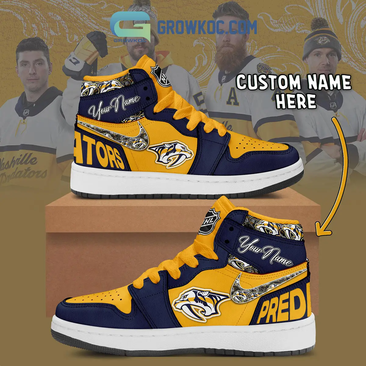 Nashville Predators NHL Personalized Air Jordan 1 Shoes