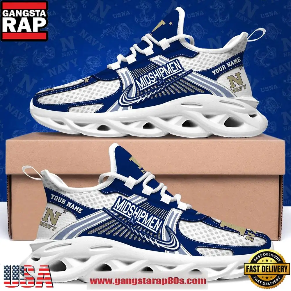 Navy Midshipmen Personalized Clunky Sneaker Max Soul Shoes