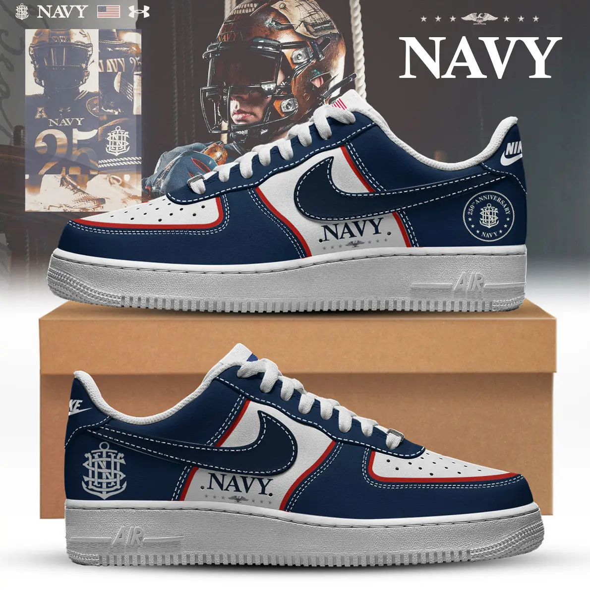 Navy Midshipmen x 250th Anniversary Collection Air Force 1 Limited Edition + Selling Out Fast | QN62
