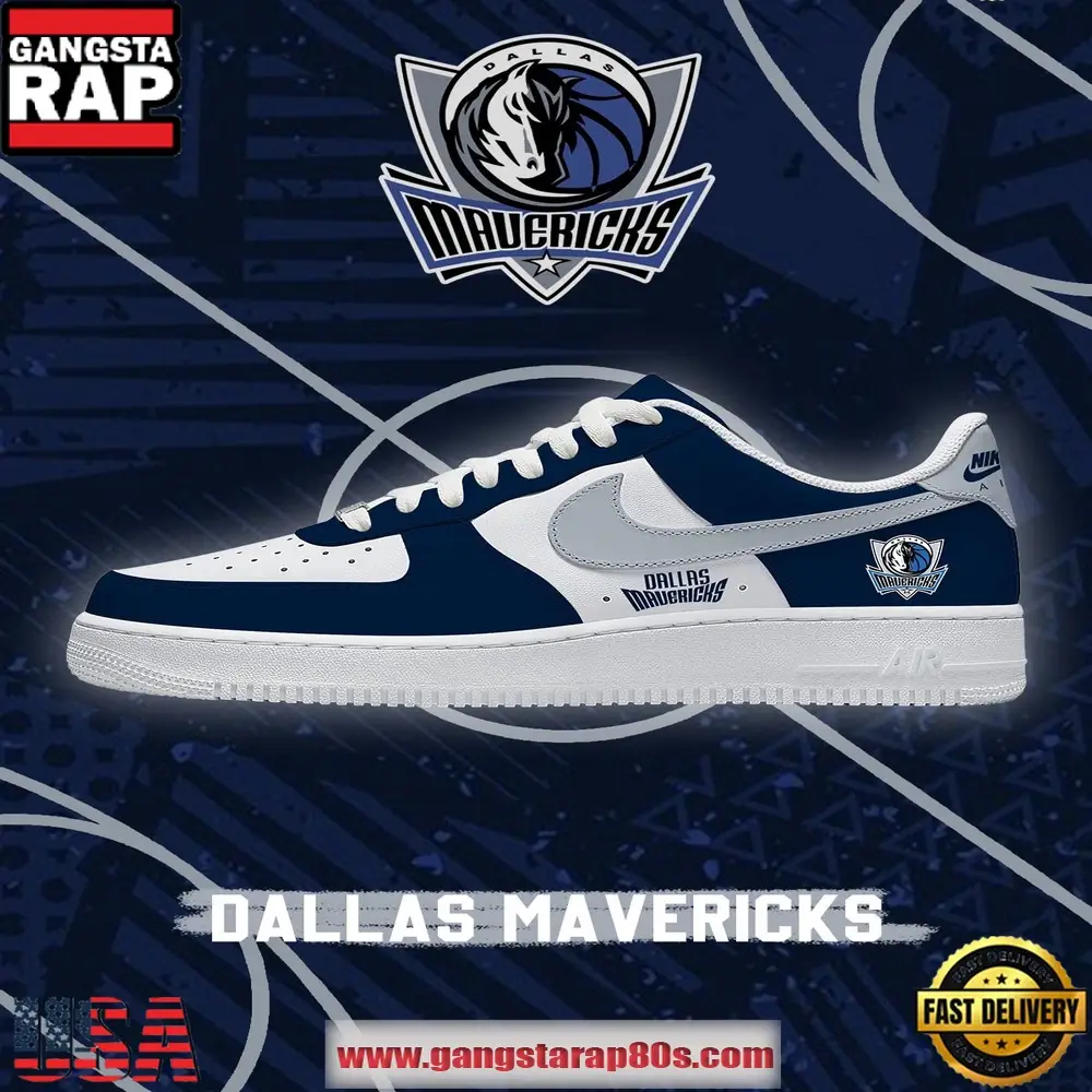 NBA Dallas Basketball Air Force 1 Sneakers Shoes NBA Dallas Basketball Air Force 1 Sneakers Shoes - Image 1