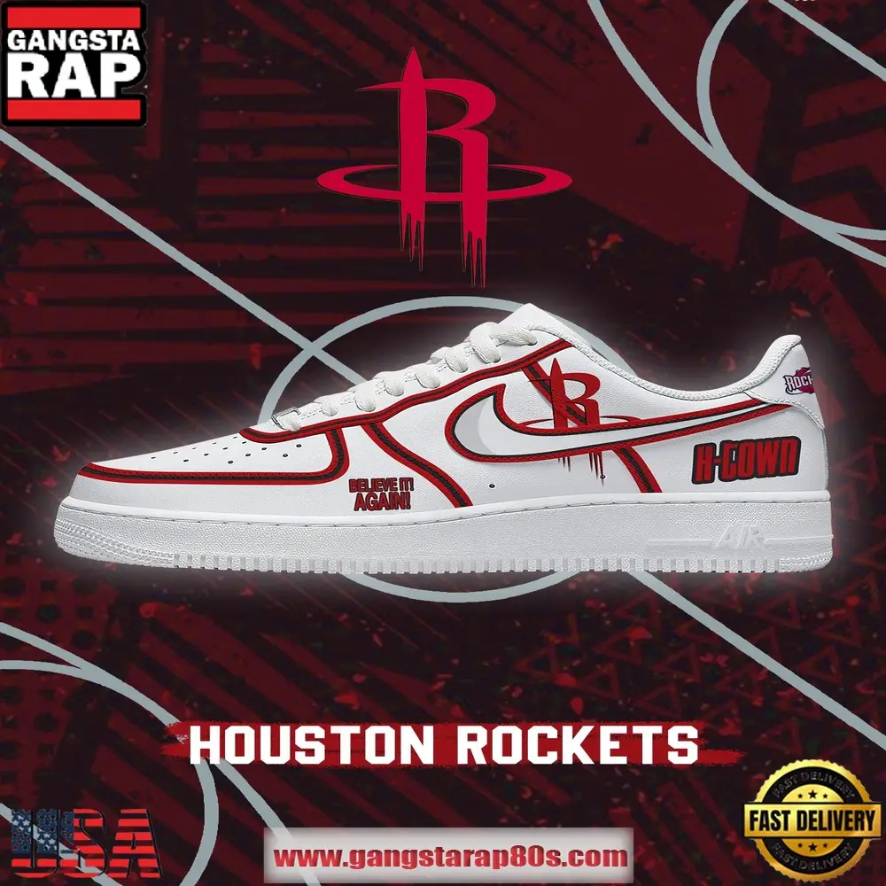 NBA Houston Basketball New 2026 Version Air Force 1 Sneakers Shoes NBA Houston Basketball New 2026 Version Air Force 1 Sneakers Shoes - Image 1