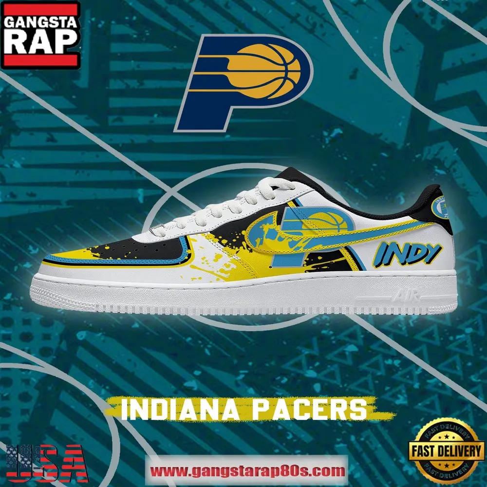 NBA Indiana Basketball New Design Air Force 1 Sneakers Shoes NBA Indiana Basketball New Design Air Force 1 Sneakers Shoes - Image 1