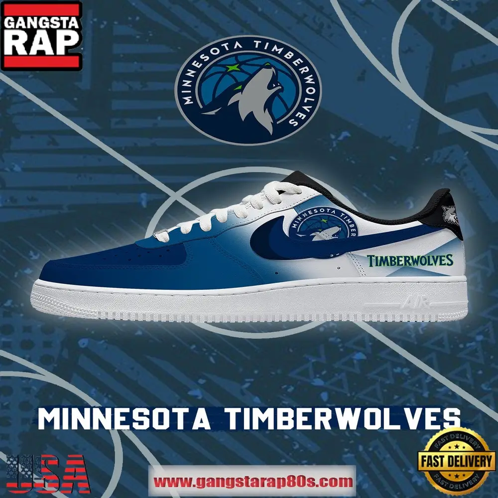 NBA Minnesota Basketball New Design Air Force 1 Sneakers Shoes NBA Minnesota Basketball New Design Air Force 1 Sneakers Shoes - Image 1