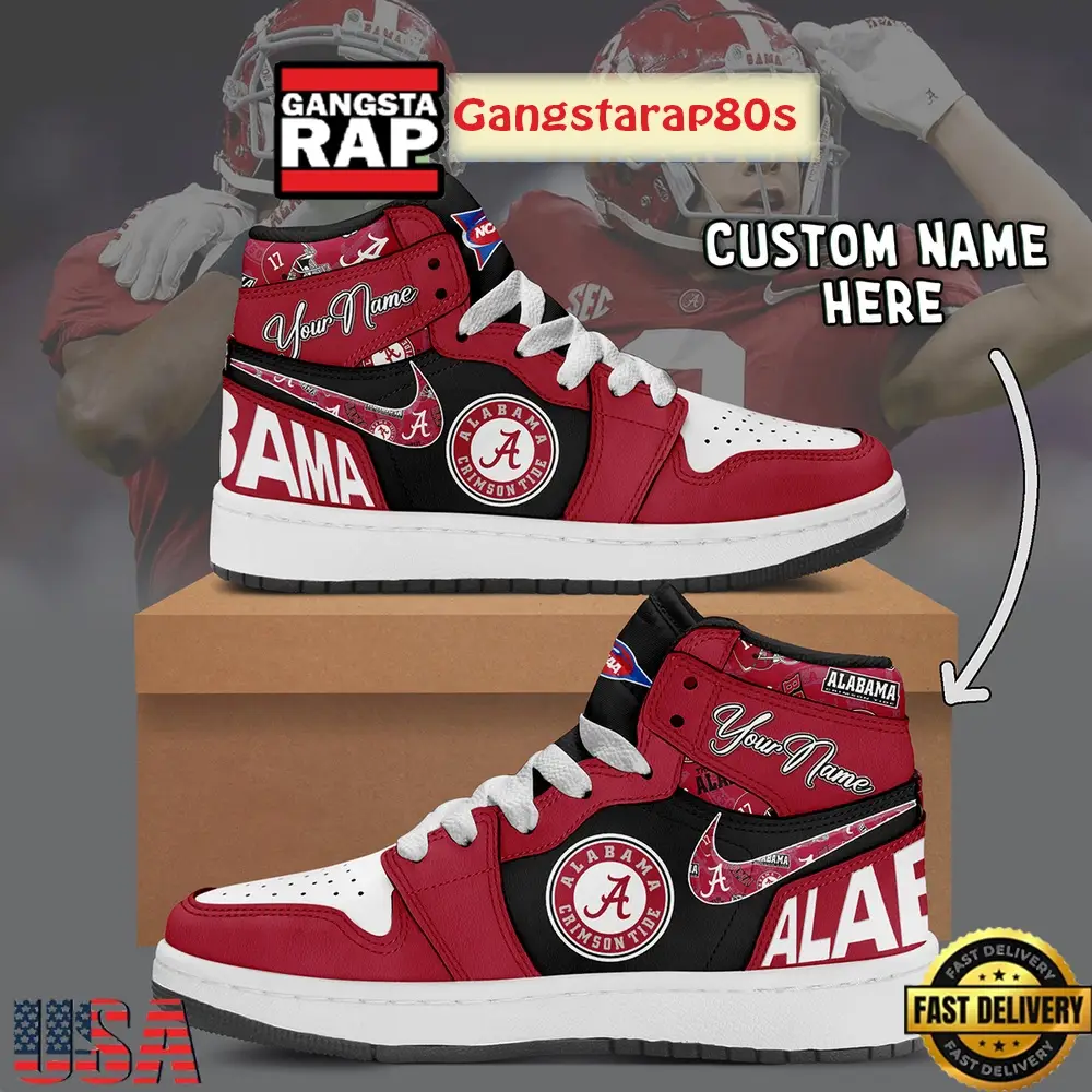 NCAA Alabama Crimson Tide Custom Name Air Jordan 1 Shoes Running Sneakers