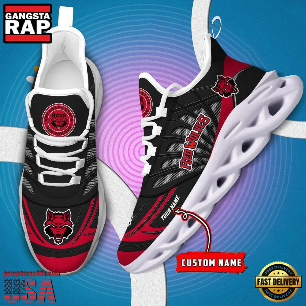 NCAA Arkansas State Red Wolves Custom Name Max Soul Shoes Sneaker