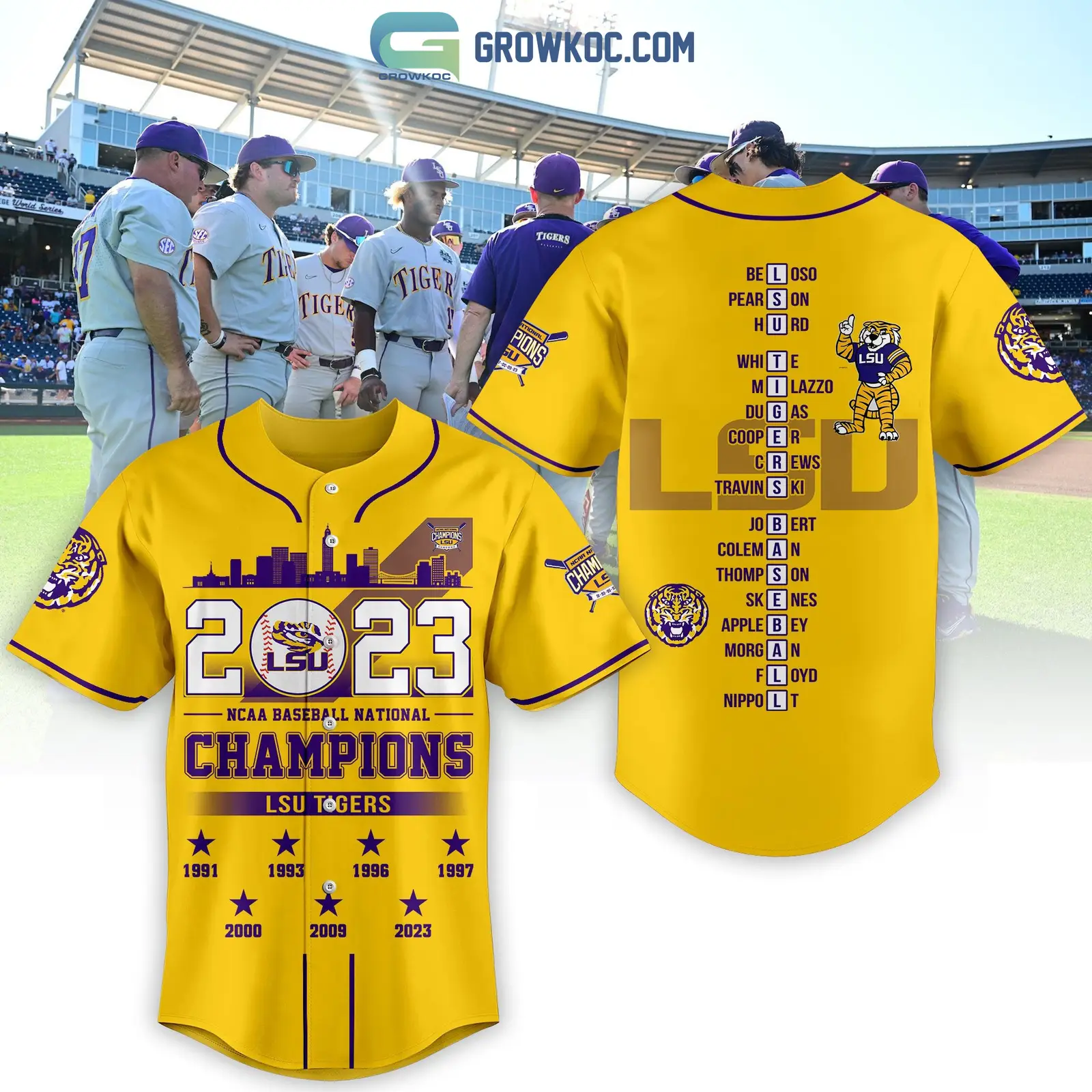 NCAA Baseball National Champions LSU Tigers 2023 Baseball Jersey