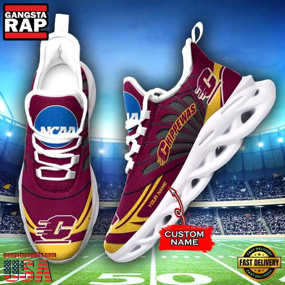 NCAA Central Michigan Chippewas Custom Name Max Soul Shoes Sneakers