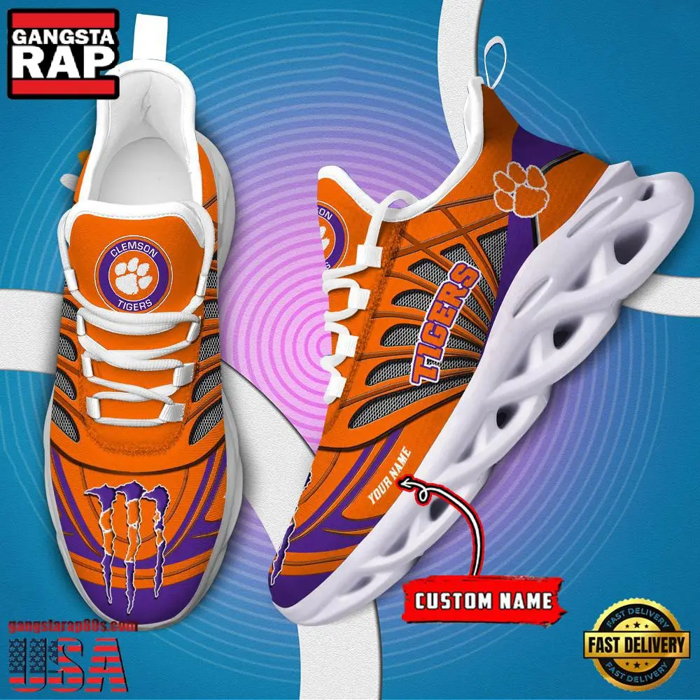 NCAA Clemson Tigers Custom Name Max Soul Shoes Sneaker NCAA Clemson Tigers Custom Name Max Soul Shoes Sneaker - Image 1