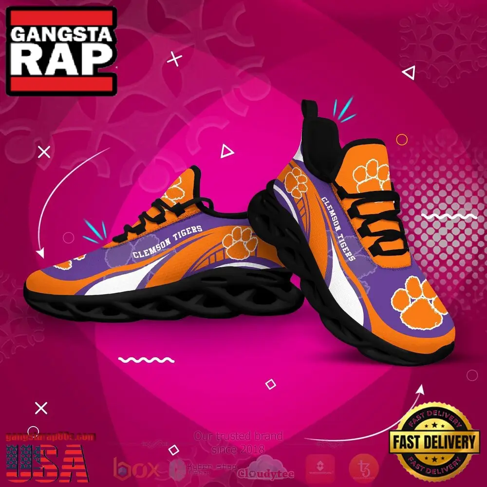 NCAA Clemson Tigers Football Clunky Unique Design Max Soul Shoes Running Sneakers