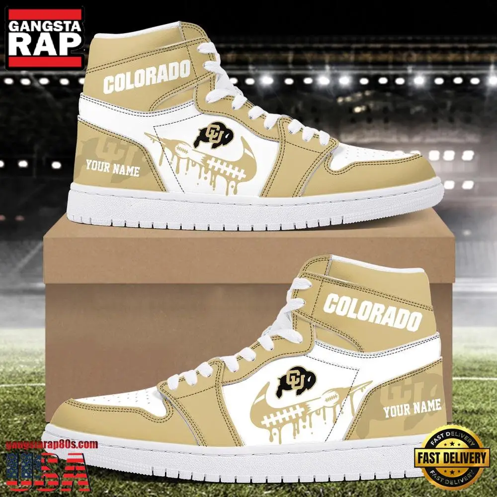 NCAA Colorado Buffaloes Grunge Style Custom Name Air Jordan 1 Hightop Shoes