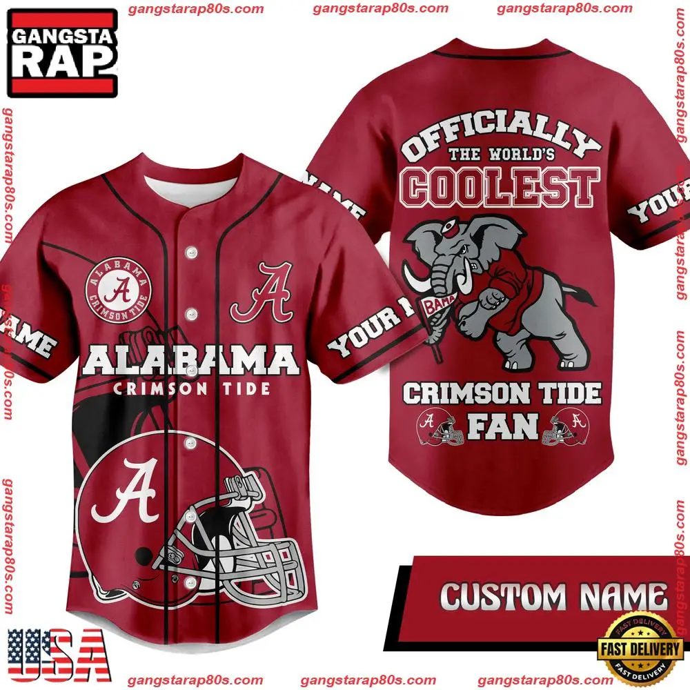 NCAA Custom Name Alabama Crimson Tide Officially The World Coolest New Design Baseball Jersey