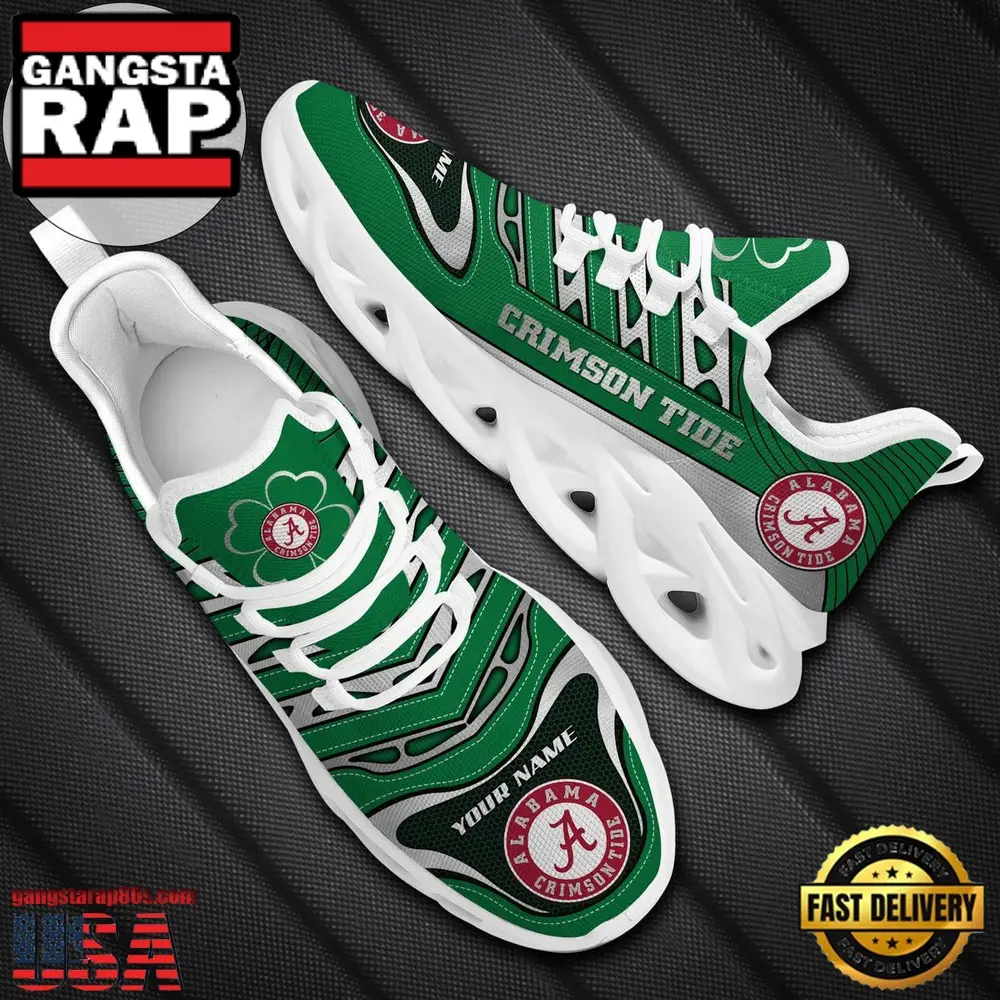 NCAA Custom Name Alabama Crimson Tide Saint Patrick'S Day Unique Design Max Soul Shoes Running Sneakers NCAA Custom Name Alabama Crimson Tide Saint Patrick'S Day Unique Design Max Soul Shoes Running Sneakers - Image 1