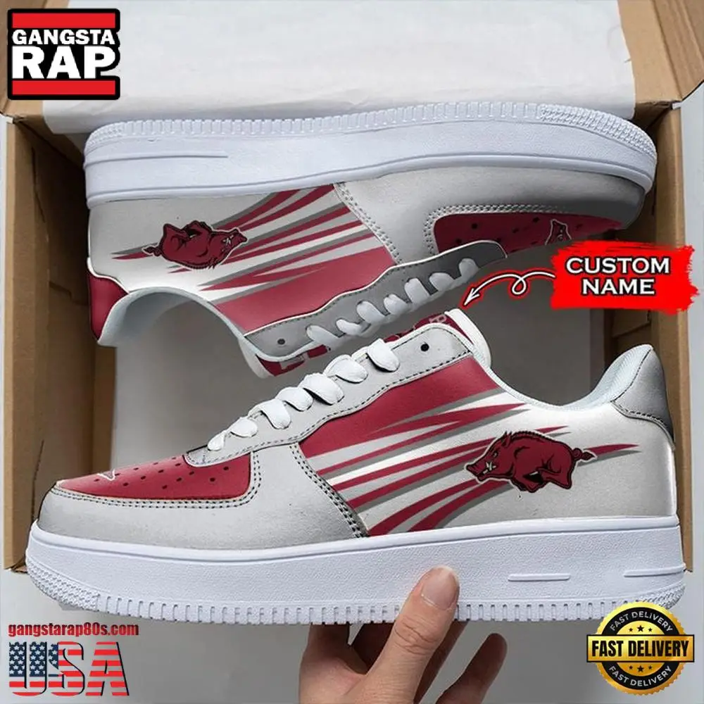 NCAA Custom Name Arkansas Razorbacks Air Force 1 Running Sneakers Shoes