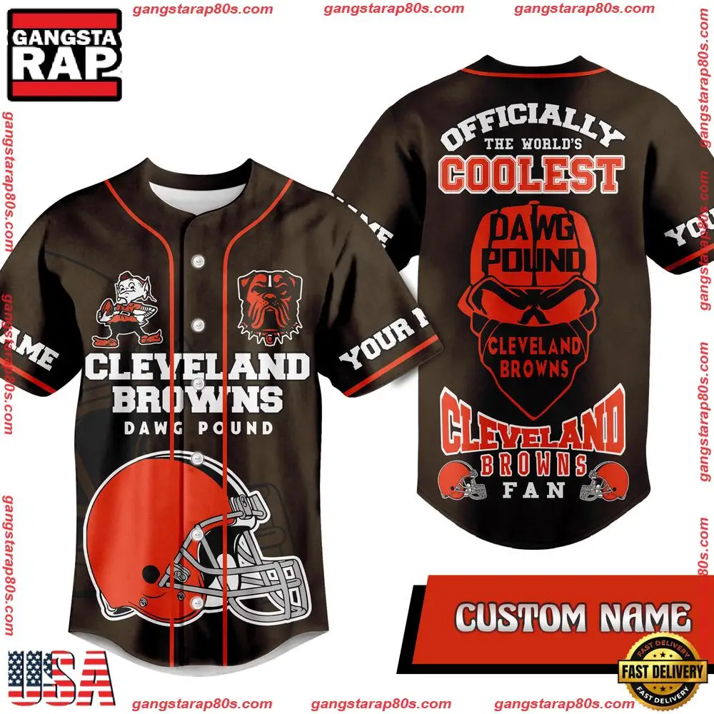 NCAA Custom Name Cleveland Browns Officially The World Coolest New Design Baseball Jersey