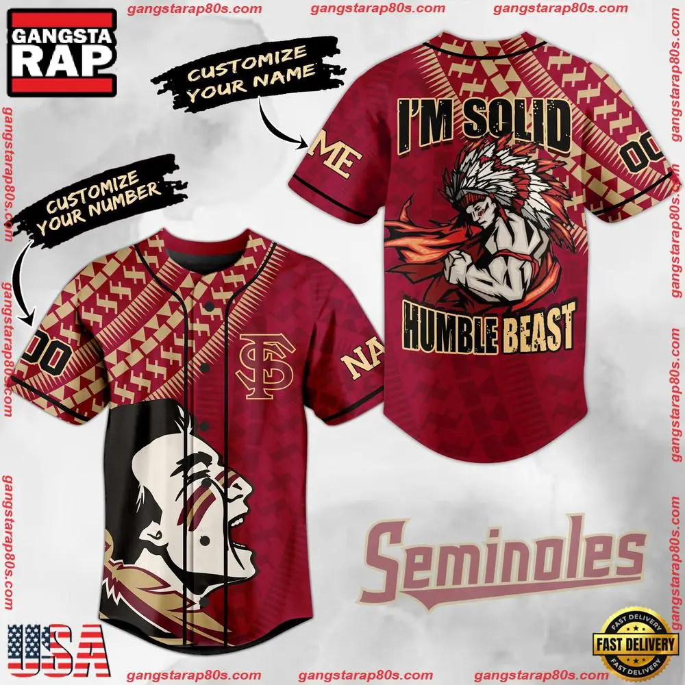 NCAA Custom Name Florida State Seminoles Football Mascot Ready To Fight New Design Baseball Jersey