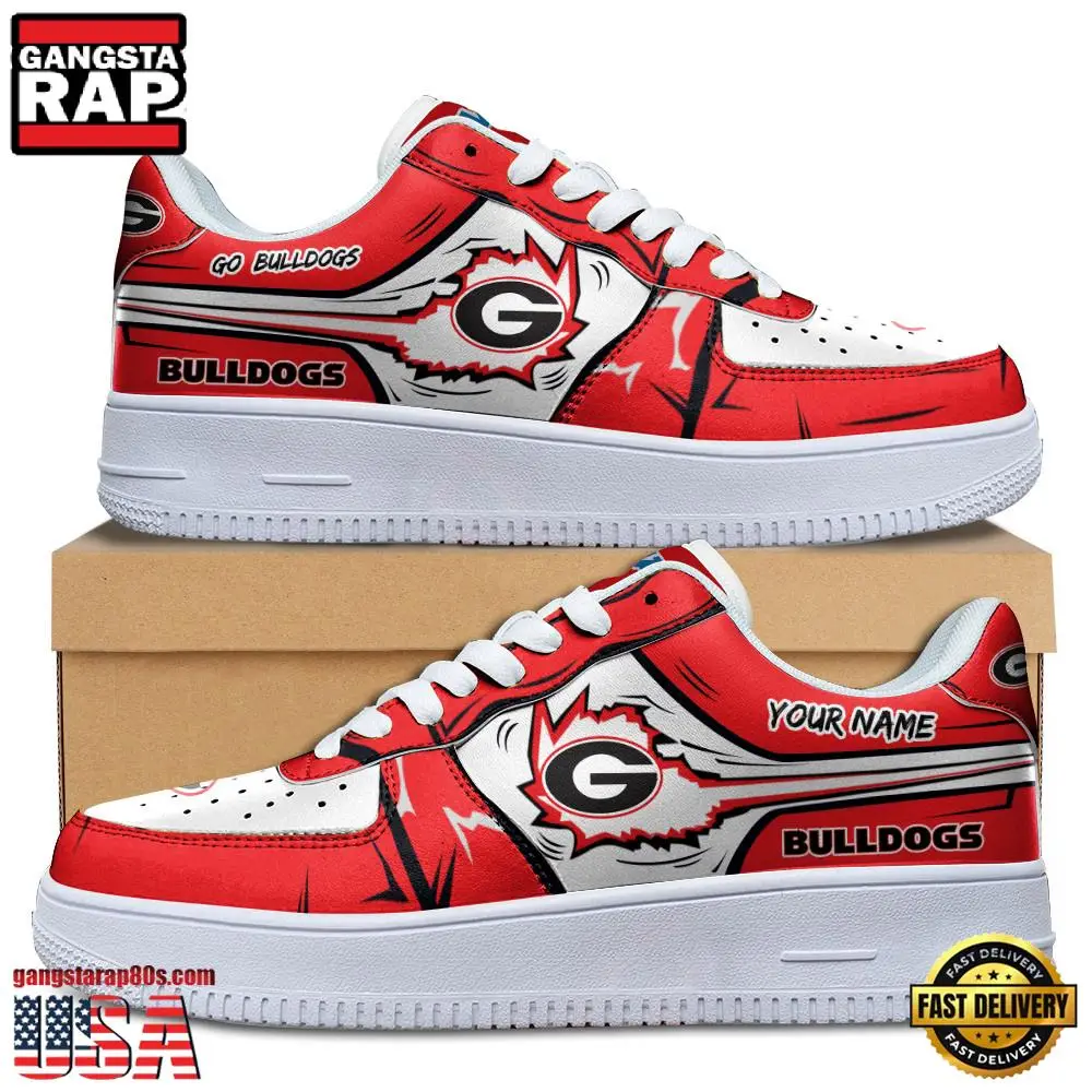NCAA Custom Name Georgia Bulldogs Air Force 1 Running Sneakers Shoes