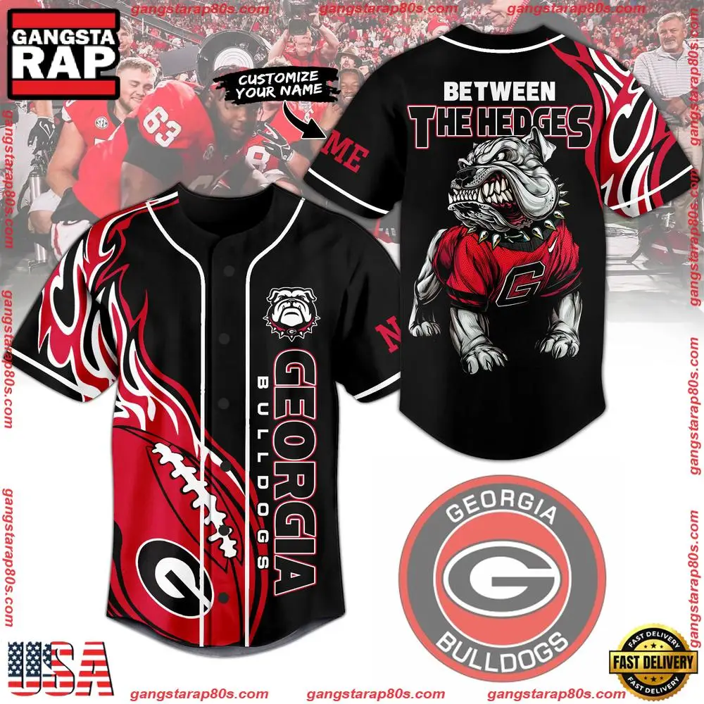 NCAA Custom Name Georgia Bulldogs Between the Hedges New Design Baseball Jersey