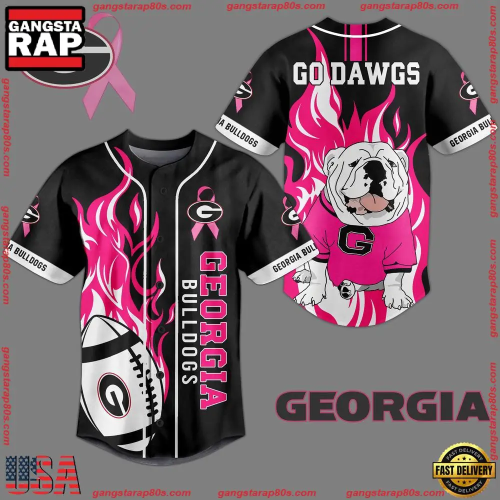 NCAA Custom Name Georgia Bulldogs Mascot Go Dawgs Black New Design Baseball Jersey