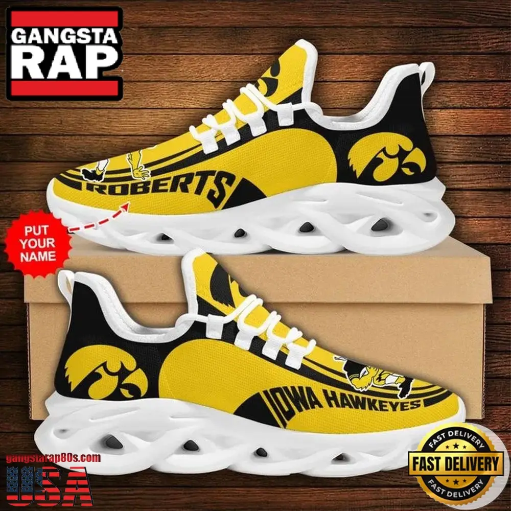 NCAA Custom Name Iowa Hawkeyes Sneaker Unique Design Max Soul Shoes Running Sneakers NCAA Custom Name Iowa Hawkeyes Sneaker Unique Design Max Soul Shoes Running Sneakers - Image 1