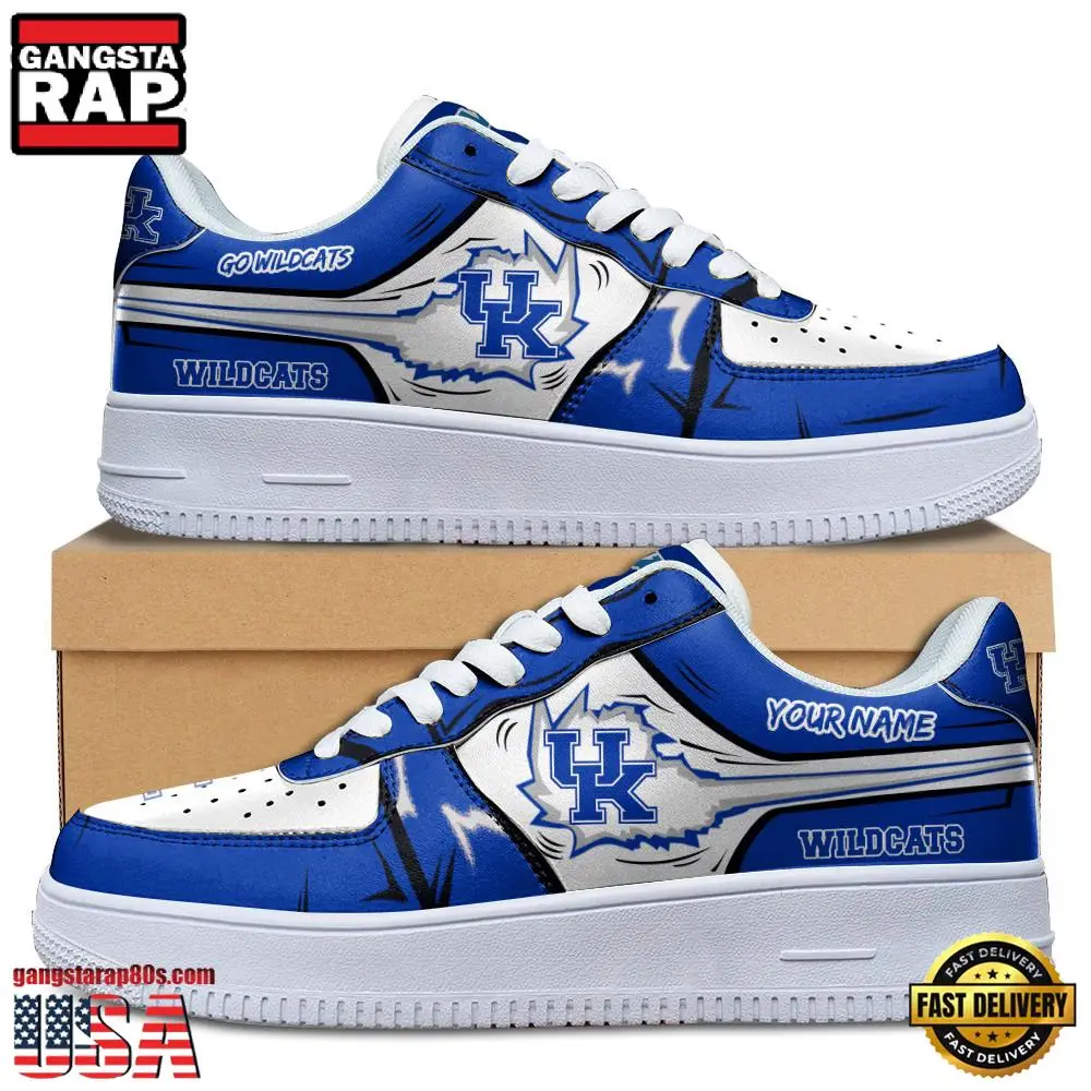 NCAA Custom Name Kentucky Wildcats Air Force 1 Running Sneakers Shoes NCAA Custom Name Kentucky Wildcats Air Force 1 Running Sneakers Shoes - Image 1