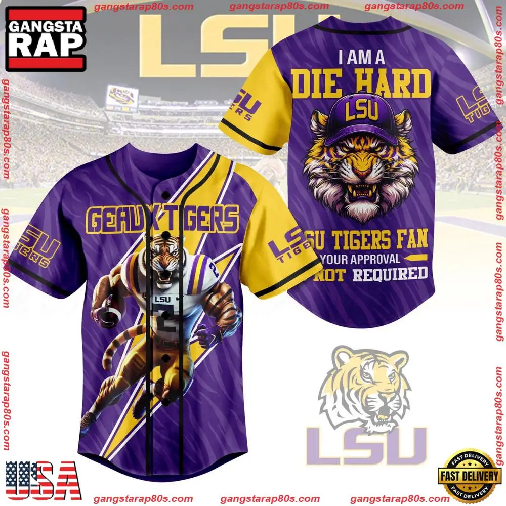 NCAA Custom Name LSU Tigers I Am A Die Hard New Design Baseball Jersey