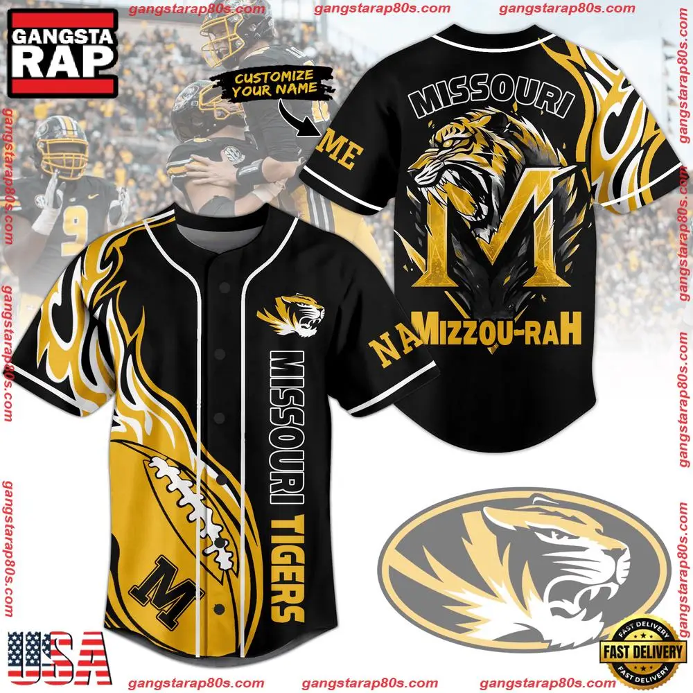 NCAA Custom Name Missouri Tigers Football Mascot Ready To Fight New Design Baseball Jersey