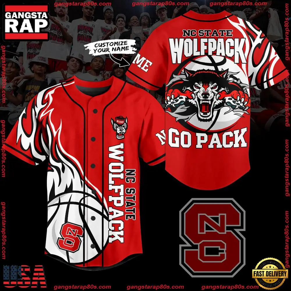 NCAA Custom Name NC State Wolfpack Football Mascot Ready To Fight New Design Baseball Jersey