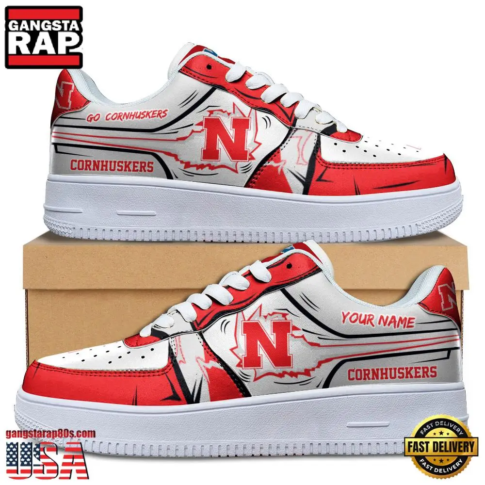 NCAA Custom Name Nebraska Cornhuskers Air Force 1 Running Sneakers Shoes