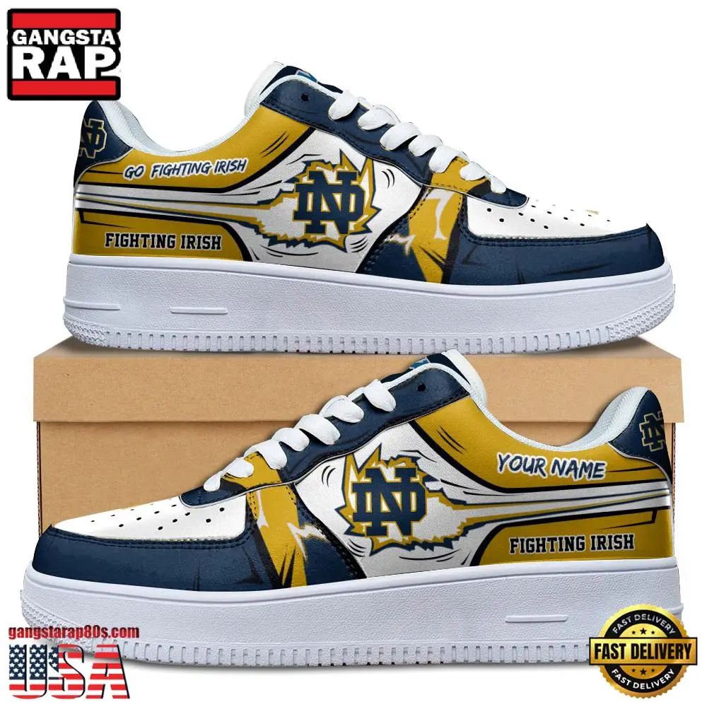NCAA Custom Name Notre Dame Fighting Irish Air Force 1 Running Sneakers Shoes NCAA Custom Name Notre Dame Fighting Irish Air Force 1 Running Sneakers Shoes - Image 1
