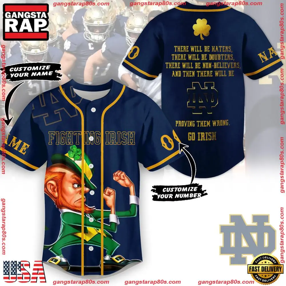 NCAA Custom Name Notre Dame Fighting Irish Proving Them Wrong Go Irish New Design Baseball Jersey