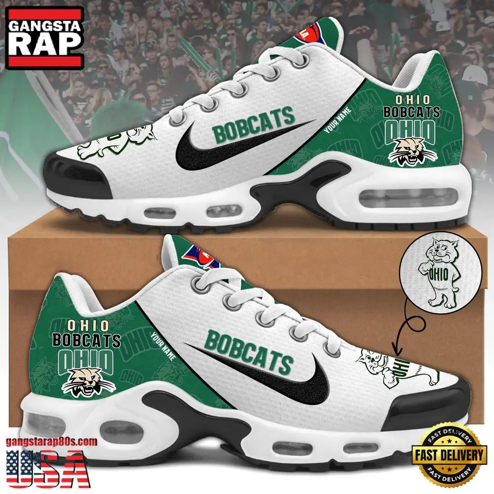NCAA Custom Name Ohio Bobcats Football Mascot Symbol Air Max Plus Shoes Running Sneakers