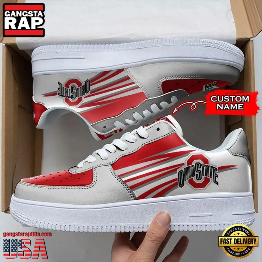 NCAA Custom Name Ohio State Buckeyes Air Force 1 Running Sneakers Shoes