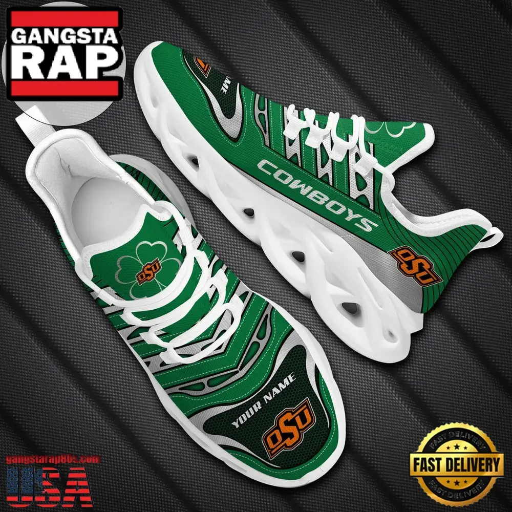 NCAA Custom Name Oklahoma State Cowboys Saint Patrick'S Day Unique Design Max Soul Shoes Running Sneakers NCAA Custom Name Oklahoma State Cowboys Saint Patrick'S Day Unique Design Max Soul Shoes Running Sneakers - Image 1