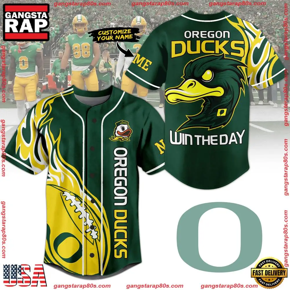 NCAA Custom Name Oregon Ducks Football Mascot Ready To Fight New Design Baseball Jersey