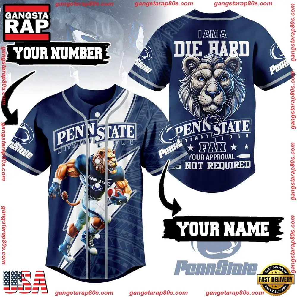 NCAA Custom Name Penn State Nittany Lions I AM A Die Hard New Design Baseball Jersey