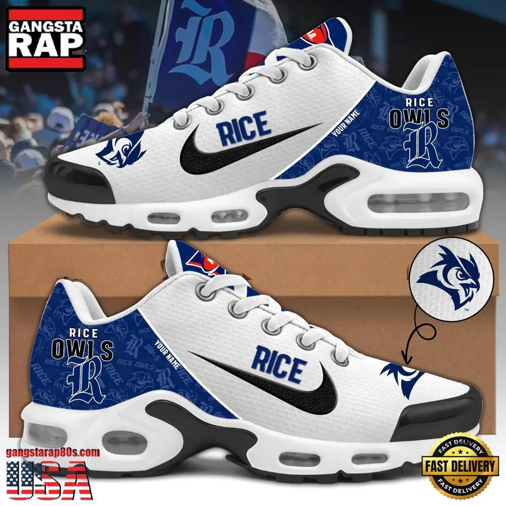 NCAA Custom Name Rice Owls Football Mascot Symbol Air Max Plus Shoes Running Sneakers